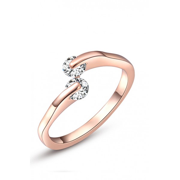 HADRIEL Double Crystal Rose Gold Plated Ring